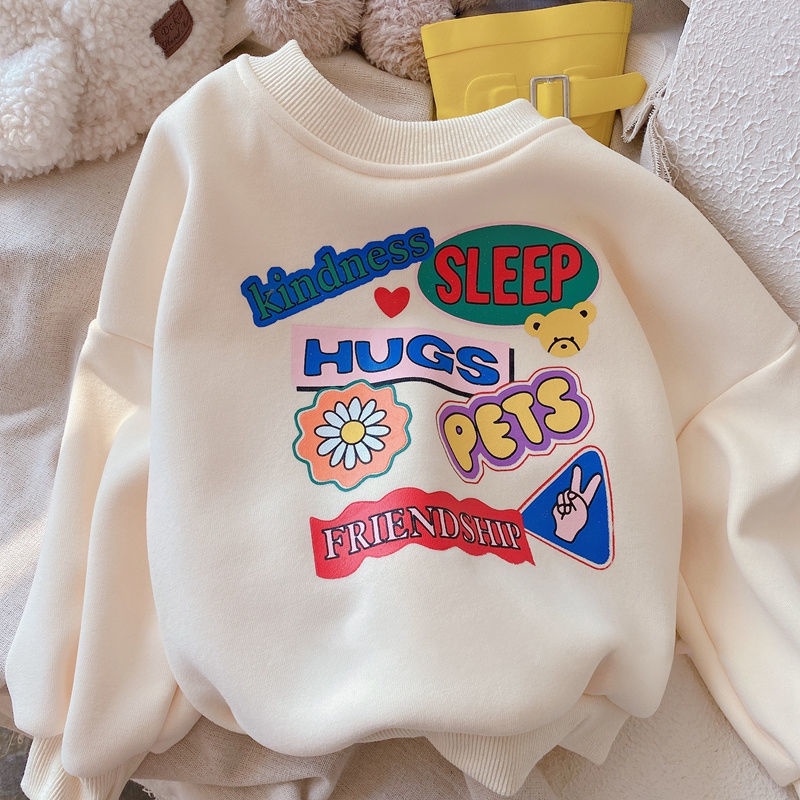 Áo Sweater Chui Đầu In Họa Tiết Hoạt Hình Thời Trang Xuân Thu Cho Bé Gái