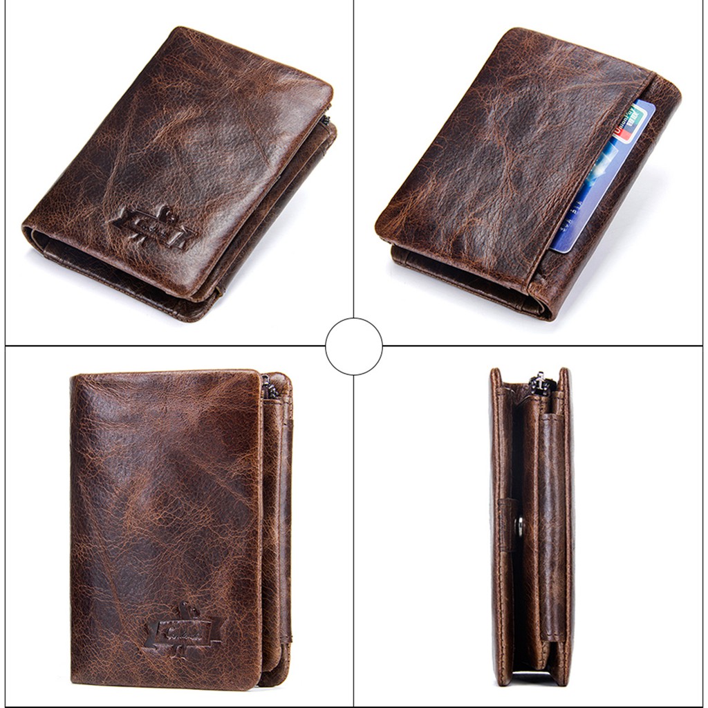 Ví Da Thật CONTACT’S Dạng Ngắn Thời Trang Lịch Lãm Dành Cho Nam