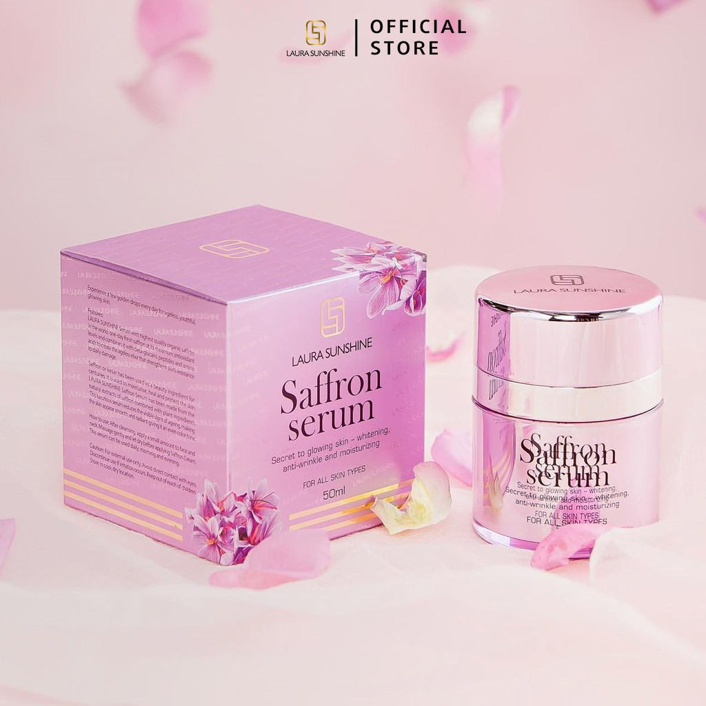Bộ sản phẩm trắng hồng mịn màng Sữa rửa mặt Nhuỵ hoa Nghệ tây Laura Sunshine 120ml & Serum Nhuỵ hoa nghệ tây Saffron