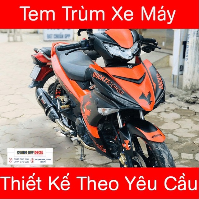 Tem trùm xe exciter 150 cam đen nhám đại bàng đẹp, độ team trùm decal xe máy ex dán đời 2015-2020