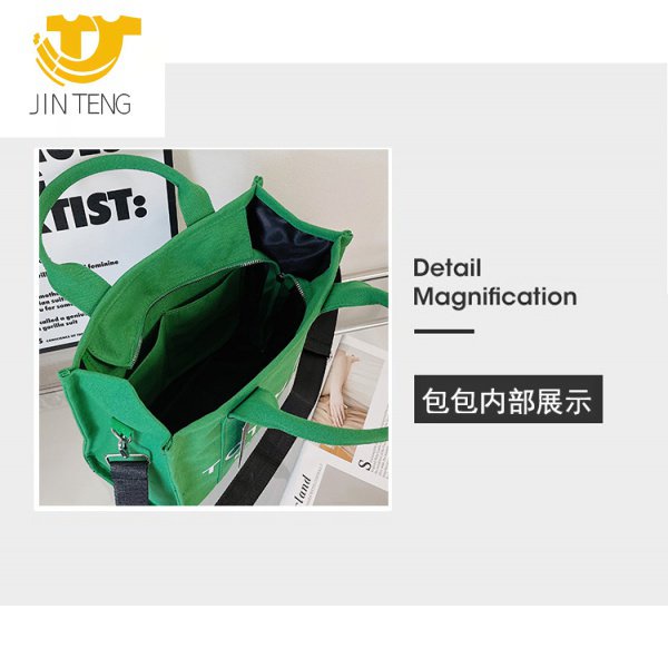 Túi Xách Vải Canvas Màu Trơn In Chữ Cỡ Lớn 2022 Thời Trang Cho Nữ