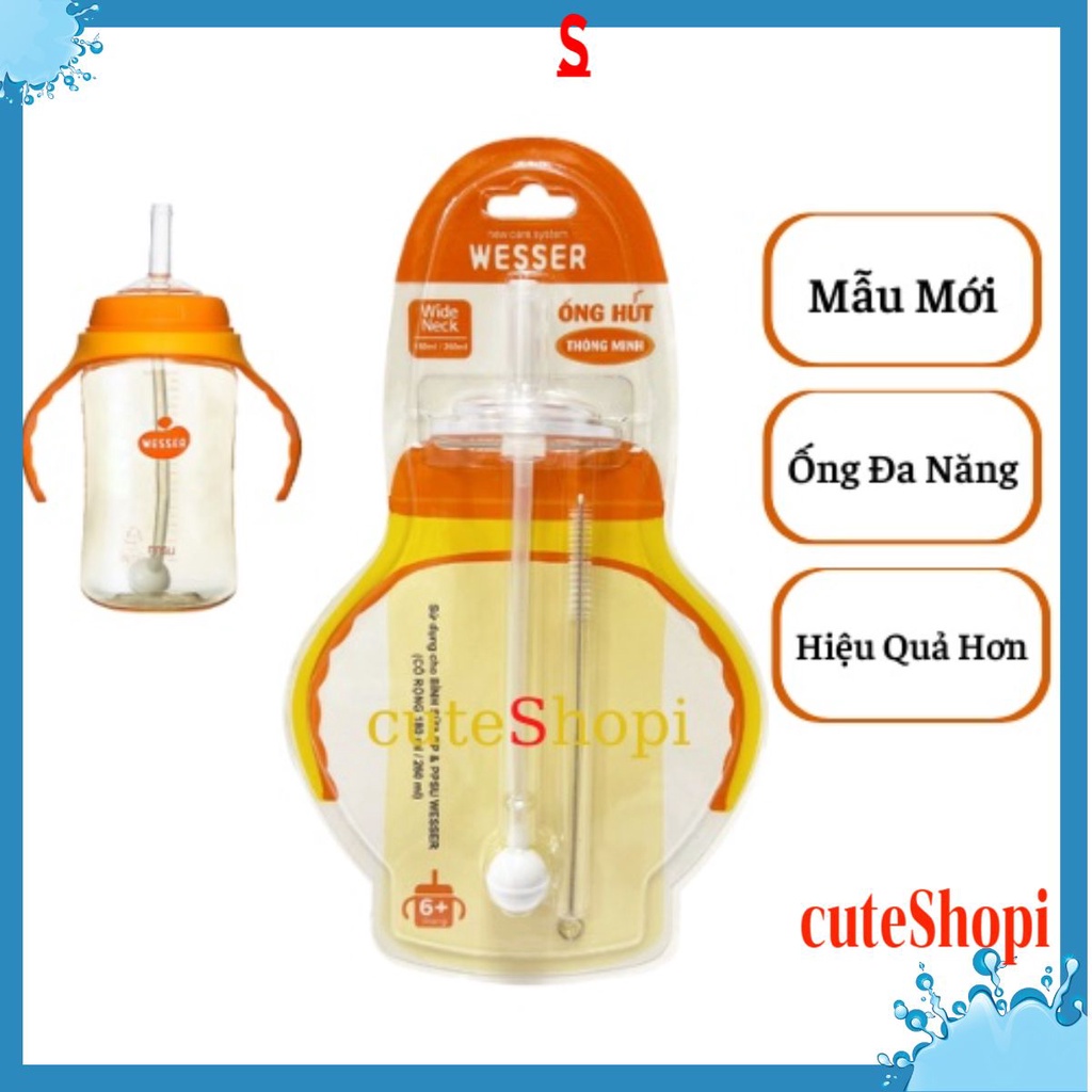 Ống Hút Thay Thế Bình Wesser, Ống Thay Thế Cho Bình Cổ Rộng Wesser PP, PPSU 180ml - 260ml