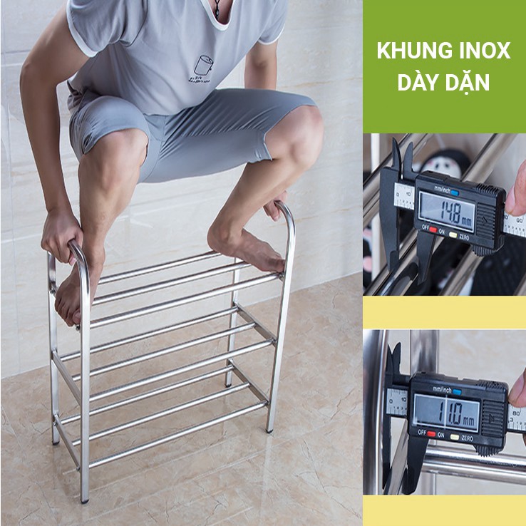 [𝗙𝗿𝗲𝗲𝘀𝗵𝗶𝗽] Kệ để giày dép 3,4,5, 6 tầng khung inox cao cấp, dễ dàng tháo rời VANDO