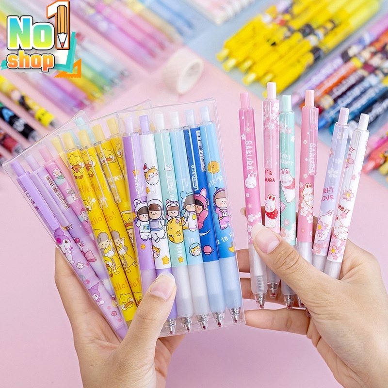 Set 6 bút mực gel ngòi 0.5mm cho học sinh