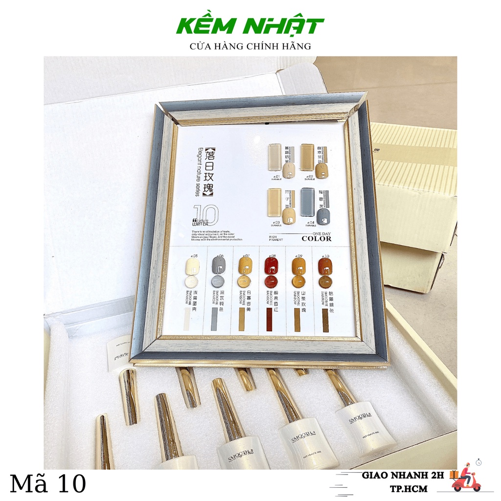 Set Sơn Gel 10 Chai SMOOTH Sang, Xịn Nhiều Mã Màu - Tặng Kèm Bảng Màu
