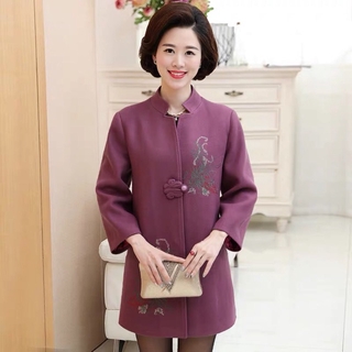 Áo dạ thêu hoa cổ tàu