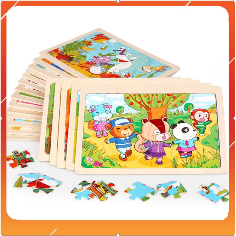 Đồ chơi tranh ghép hình 24 miếng bằng gỗ cho bé, tranh xếp hình 24 mảnh bằng gỗ giúp bé phát triển trí tuệ