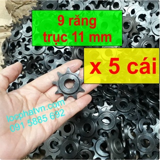 Combo 5 nhông trục 11 - Nhông xe đạp điện - Nhông 9 răng - Bánh răng - Lỗ Trong 11 mm - Nhông motor 5NT11