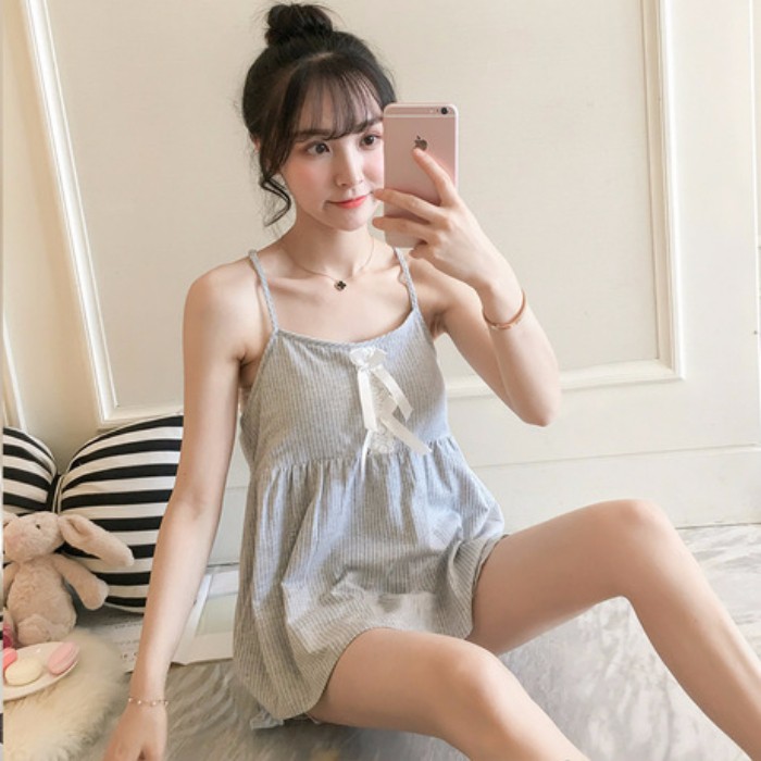 Bộ mặc nhà 2 dây cao cấp 100% Cotton hàng Quảng Châu / Áo 2 dây , váy ngủ cao cấp