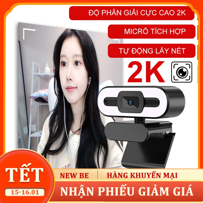 Webcam máy tính để bàn camera học online cho pc độ nét cao 2K camera vi tính