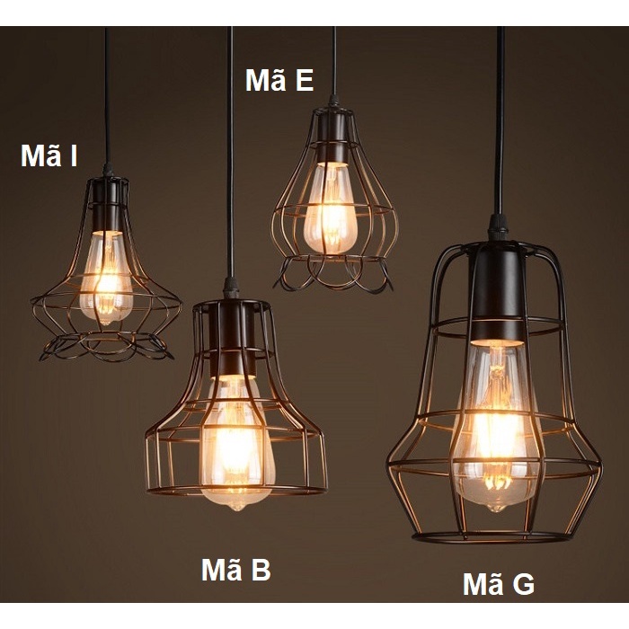 Đèn Thả Khung Sắt Nghệ Thuật, Đèn Thả Bàn Ăn Phòng Khách Phòng Ngủ Thiết Kế Nhiều Mẫu Độc Đáo (Gồm Bóng Đèn)