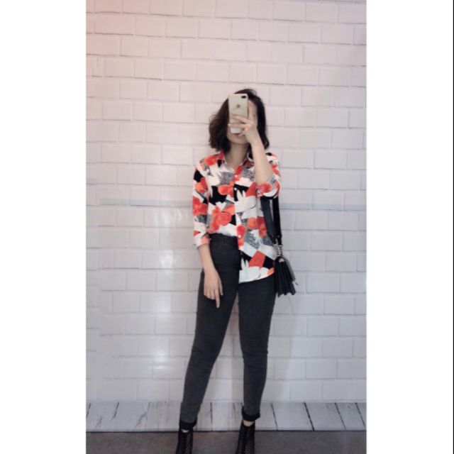 Combo 20 áo sơ mi lụa hoa