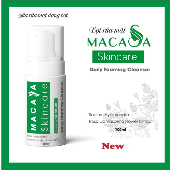 Bọt rửa mặt MACASA SKINCARE Chai 100ml có đầu nắp tạo bọt tiện dụng, dùng lâu gấp 2 lần bình thường