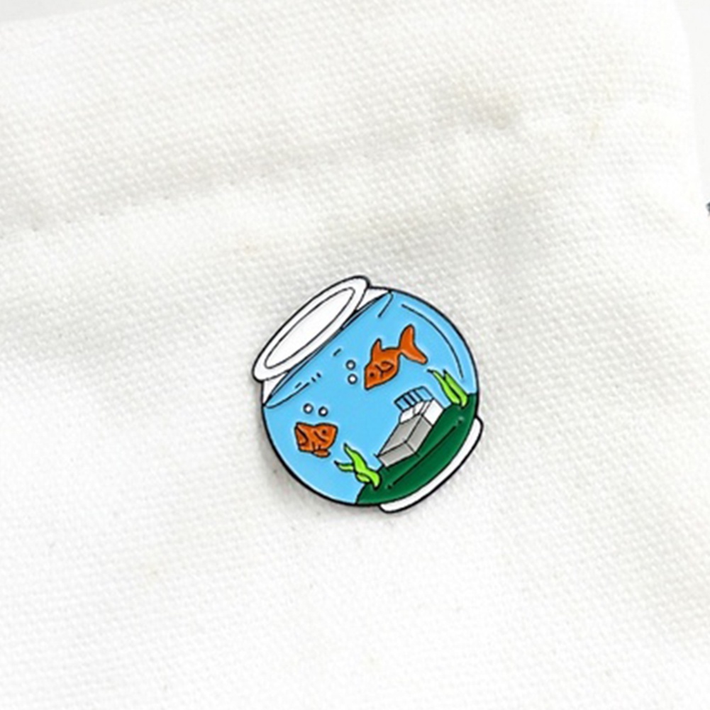 YOML✔Cute Goldfish Fish Tank Enamel Brooch Pin Lapel Denim Jeans Coat Badge Jewelry