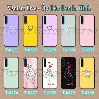 Ốp lưng Vsmart Live dẻo đen in hình Tim cute