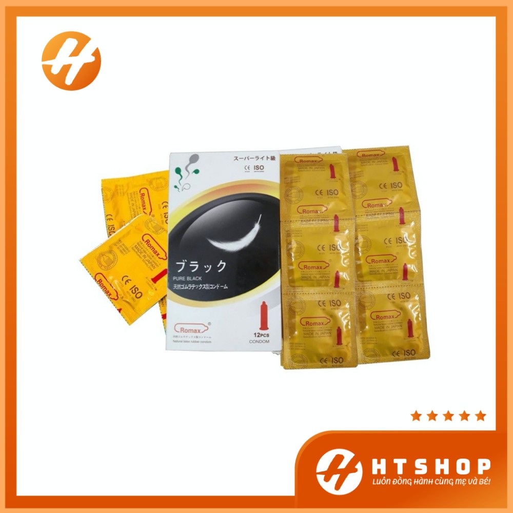Bao Cao Su Romax Siêu Mỏng Nhiều Bôi Trơn Cho Cuộc Yêu Dễ Dàng Hộp 12 Bao - Nhật Bản