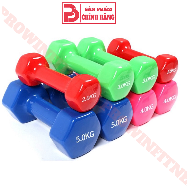 Tạ cầm tay lõi thép bọc cao su Prowin Fitness cao cấp chuyên dụng tập gym yoga 1-2kg
