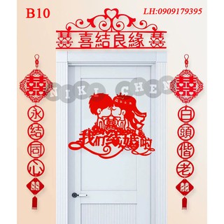 *SET CHỮ HỶ TRANG TRÍ ĐÁM CƯỚI VẢI NỈ HÌNH CUTE B10