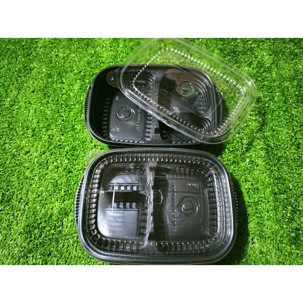 combo10 hộp đựng cơm 3 ngăn đế đen_ bao bì shop