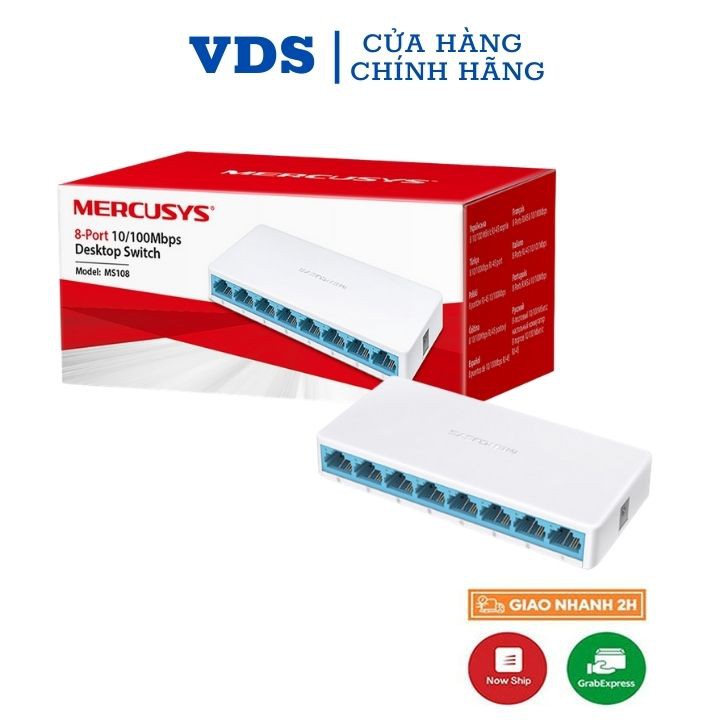 Bộ chia tín hiệu mạng 8 cổng switch 8 port 10/100Mbps Mercusys MS108 bảo hành 24 tháng VDS shop