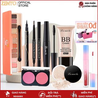 Bộ trang điểm đầy đủ Lameila 8 món bộ makeup cá nhân đầm nữ xinh tặng bông mút trang điểm ZENTO