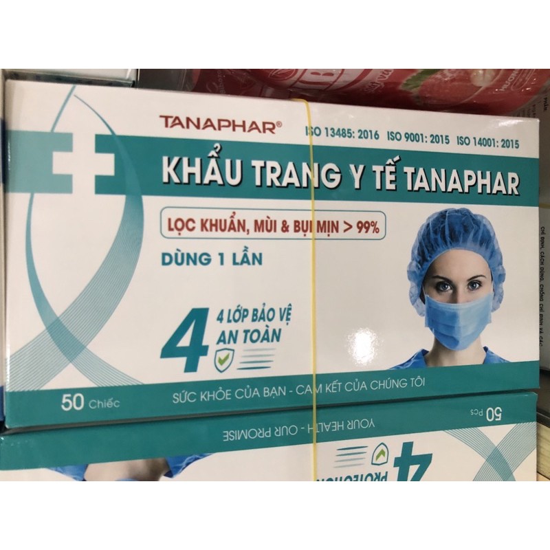 Khẩu trang y tế 3 lớp Tanaphar , hộp 50 cái