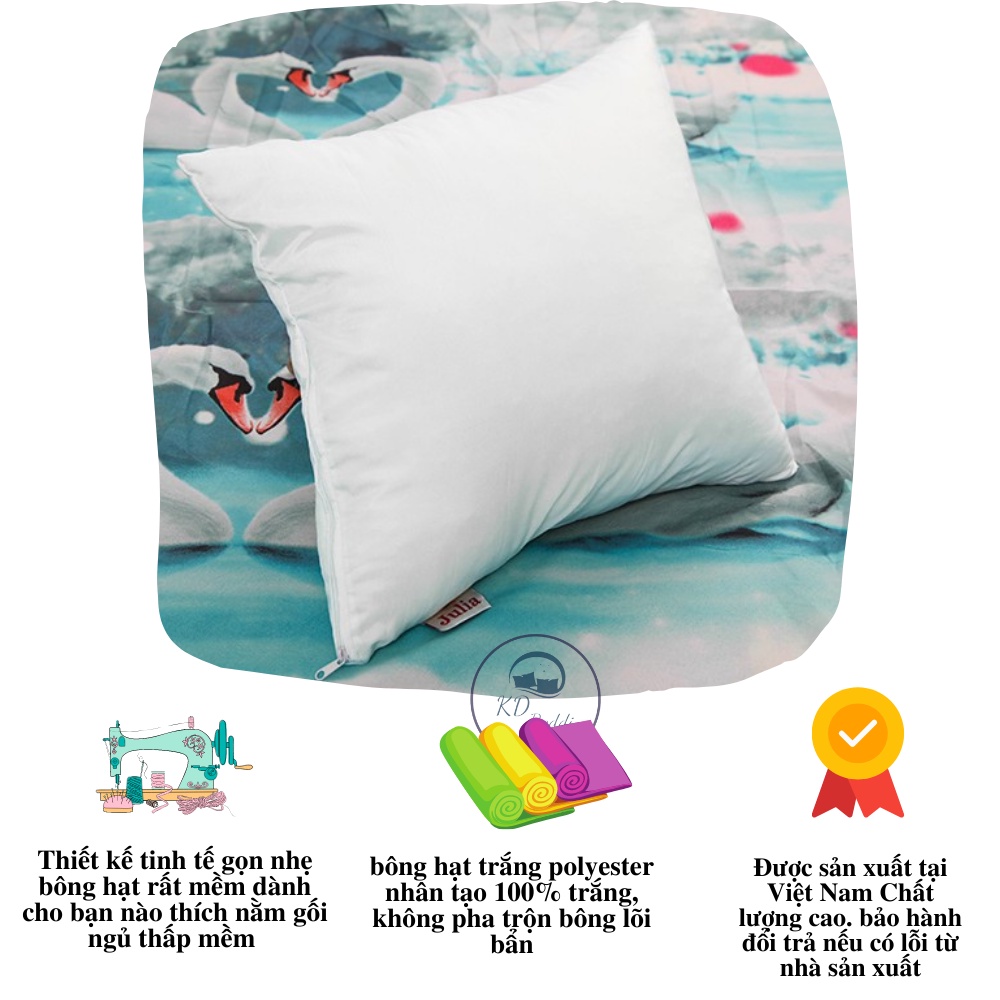 Ruột gối ôm, gối nằm,vuông chất liệu polyester cao cấp chính hãng KD BEDDING 3 kích thước 45x45 45x65 35x1m