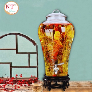 Bình Ngâm Rượu Sâm Thủy Tinh Họa Tiết Lạc Đà 8 Lít [ Có van & Không van ]