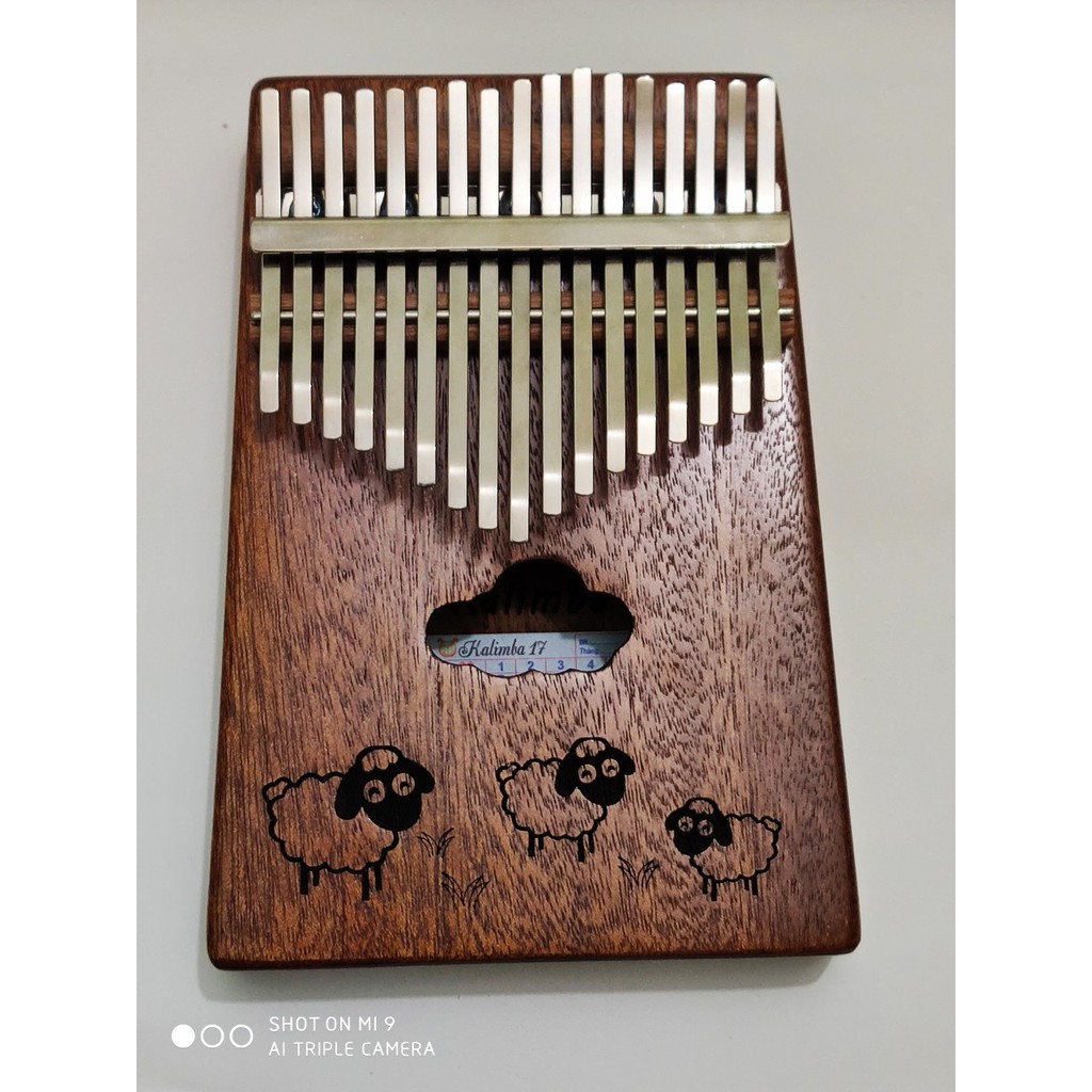 [CÓ SẴN] Kalimba 17 phím gỗ mahagony shaun the sheep những chú cừu vui vẻ STS00017