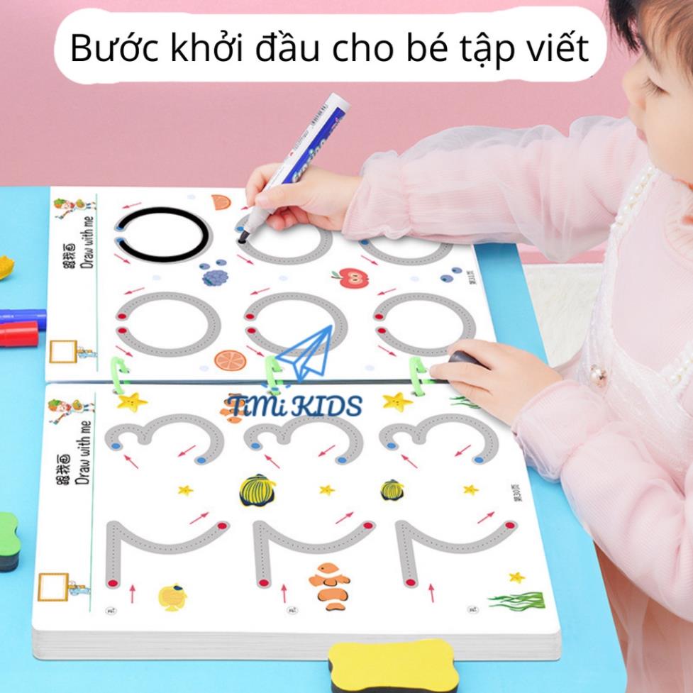 Đồ chơi Montessori, vở tập viết sách viết xóa được cho bé, chất liệu cao cấp_Tặng Bút và xóa
