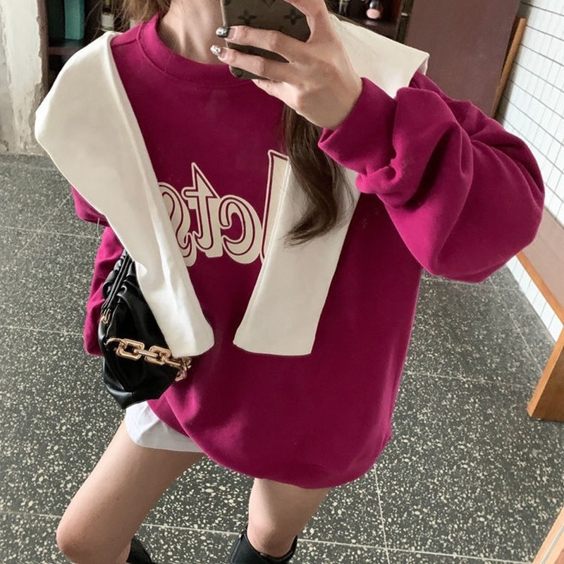 Áo nỉ dài tay cổ tròn in chữ thiết kế mới thời trang mùa thu đông dành cho nữ