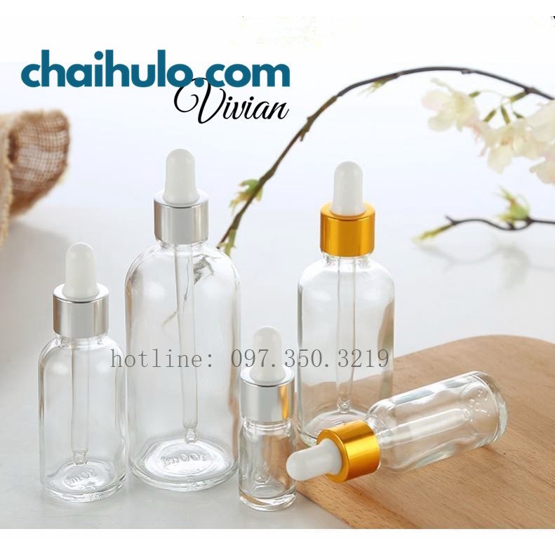 10ml - Chai lọ đựng tinh dầu, chai serum, lọ thuỷ tinh trong suốt nắp bóp ống thuỷ tinh