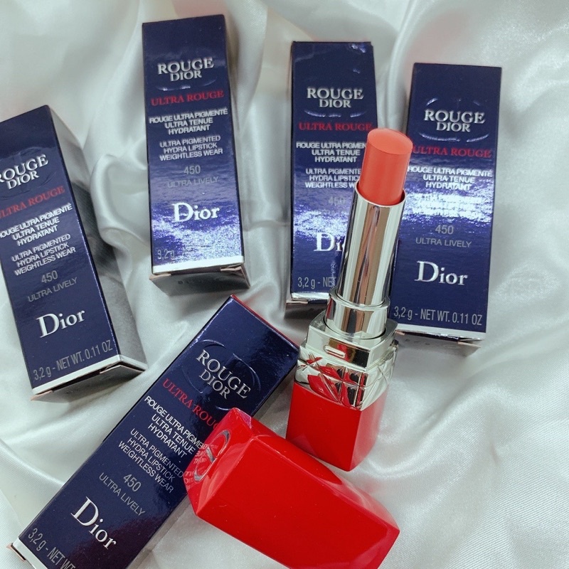 Son bán lì hậu satin Dior Ultra Rouge 450 Ultra Lively 3.2g Full Box. Màu cam nude