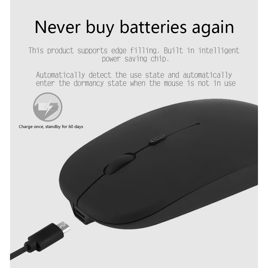 Chuột Không Dây Sạc Siêu Mỏng 2.4g