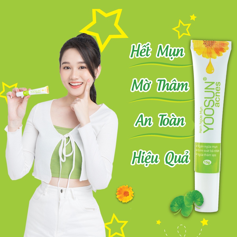 Combo 3 tuýp kem ngừa mụn, mát da, lành sẹo YOOSUN Acnes, Rau má ,Nghệ 25gr/tuýp