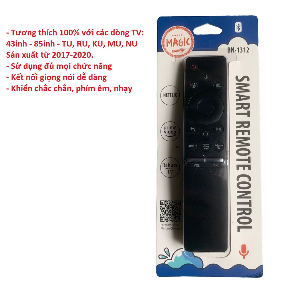 Điều khiển tivi Samsung giọng nói smart 4k  các dòng UA 43đến85inh TU8100 TU8300 TU8500 RU7100 vd: UA65T