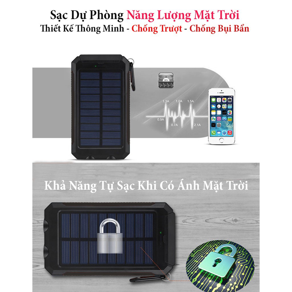 sạc dự phòng năng lượng mặt trời VTE PB-001 10000 mAh.h