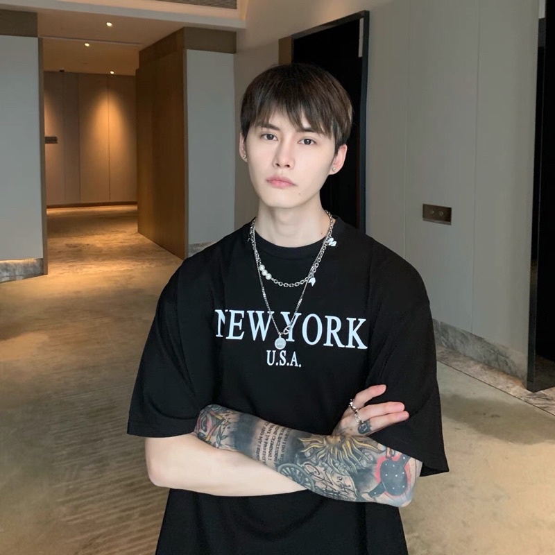 Áo phông Tee - Chất Cotton xịn - hoạ tiết NEW YORK - Form Oversize thời trang Unisex nam nữ