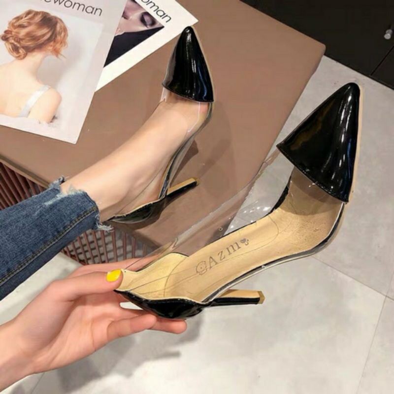 Giày cao gót mũi nhọn phối mika cao 7cm BIG SIZE 32 33 34 40 41 42 43