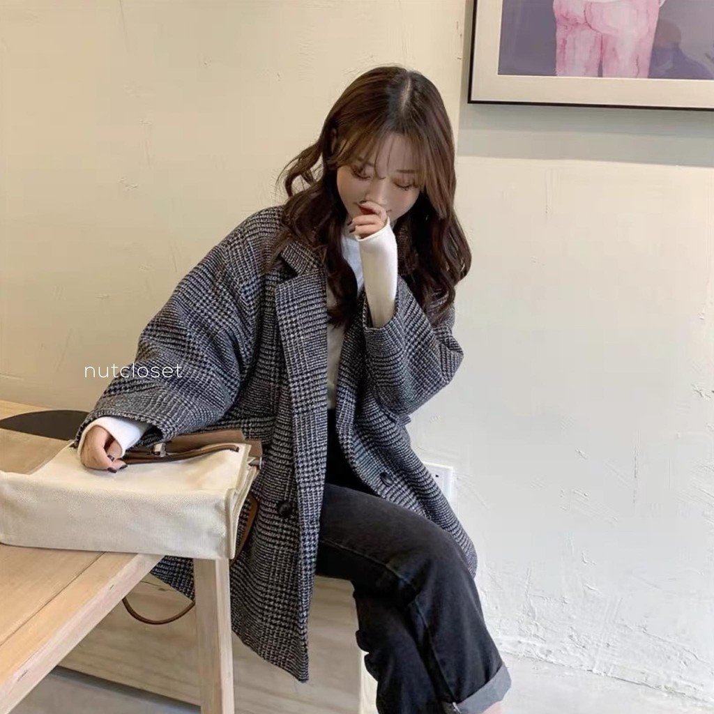 Áo khoác dạ họa tiết kẻ _ A0303 | BigBuy360 - bigbuy360.vn
