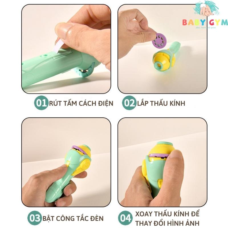 Đèn pin chiếu hình cho bé mẫu mới 80 hình, 120 hình rõ nét, có sẵn pin cho bé thỏa sức khám phá BABYGYM