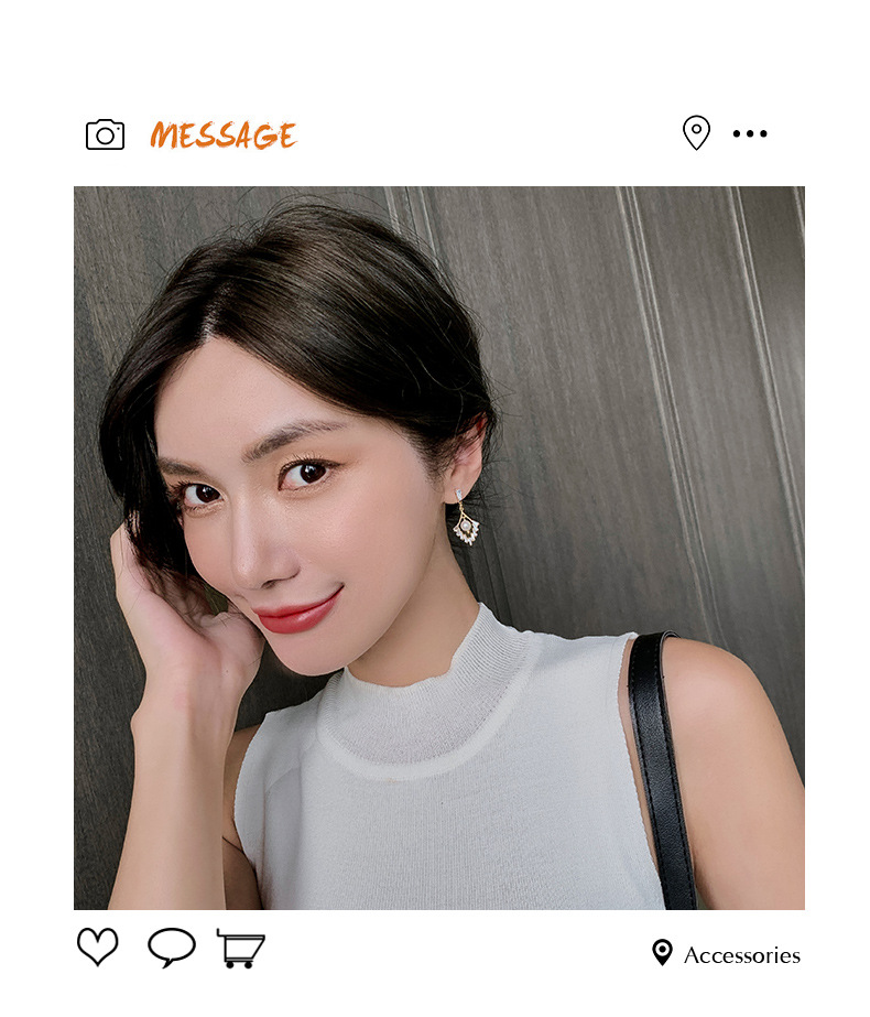 Bông tai đính ngọc trai Zircon hình thoi đơn giản mẫu mới 2020 cho nữ