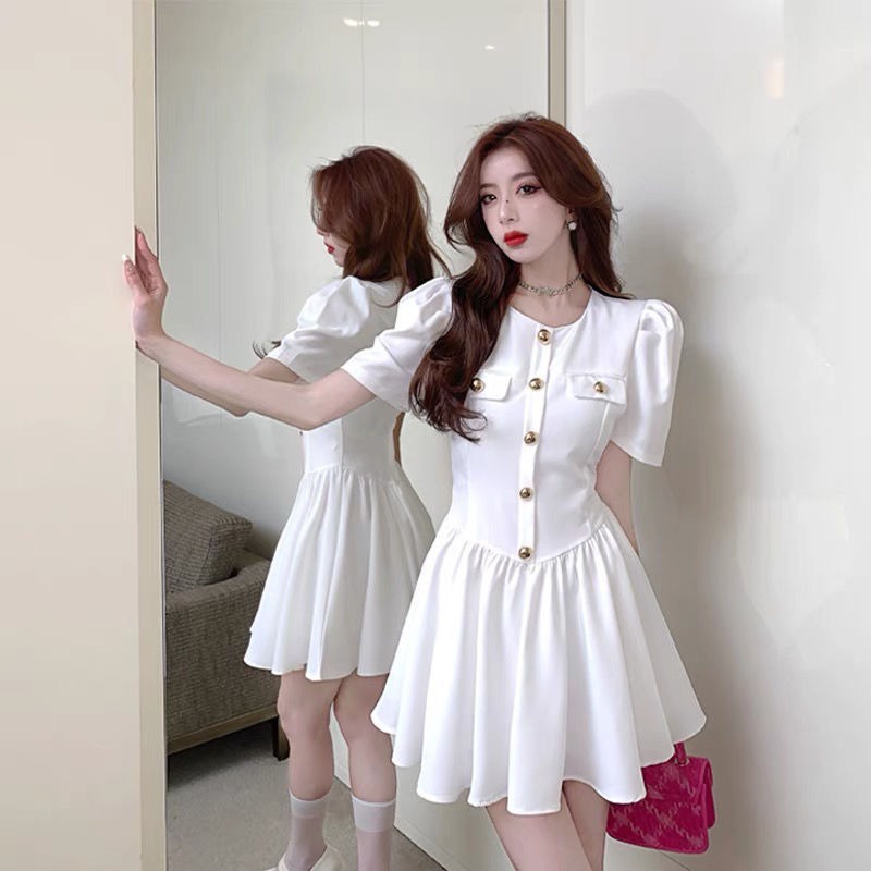 Váy/đầm chữ A tay bồng thắt eo phong cách trẻ trung Hàn quốc My.Clothing V03