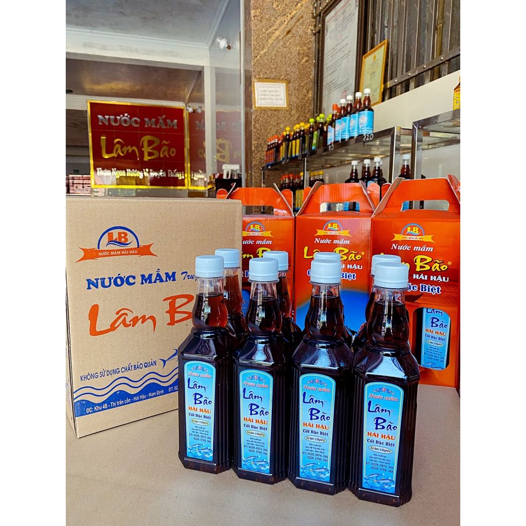 Thùng 8 Chai 0,5L Nước Mắm Lâm Bão Nút Trắng 50 Độ Đạm Cốt Cá