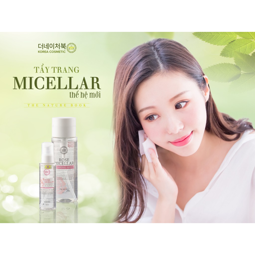 Tẩy trang micellar The Nature Book Hàn Quốc chống oxi hóa, cải thiện viên da, lão hóa, làm trắng và dưỡng ẩm.