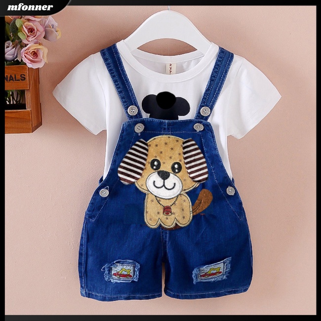 Quần Yếm Jean Ngắn Họa Tiết Hoạt Hình Dễ Thương Cho Bé