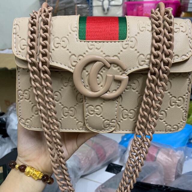 Túi xách nữ chất đẹp , túi đeo chéo GG chất đẹp phối kẻ - T281 | BigBuy360 - bigbuy360.vn