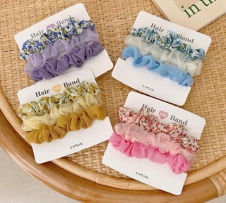 Set 3 chun cột tóc scrunchies bé