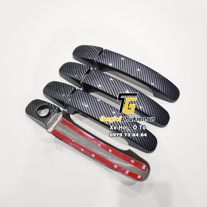 Bộ ốp tay nắm cửa không từ, ốp hõm cửa xe vân Carbon Ford Everest 2016-2021
