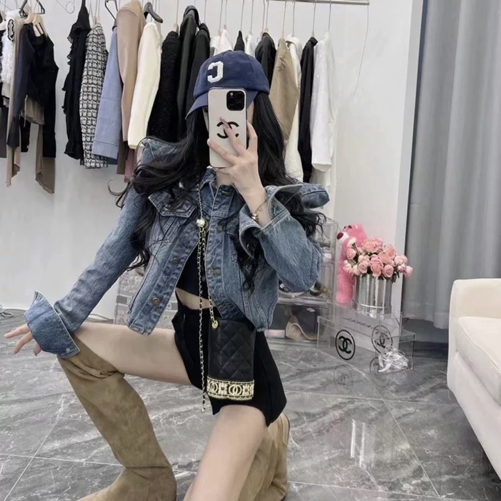 Áo Khoác Denim Dáng Rộng Thời Trang Mùa Thu Cho Nữ